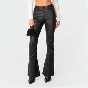 Edikted NWOT faux leather black flare pants